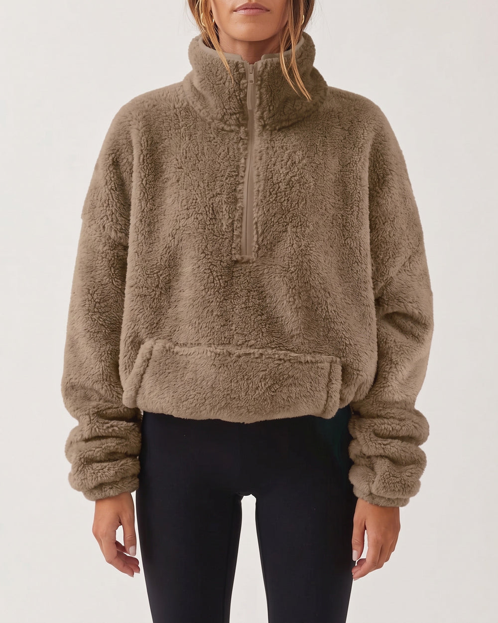 Milena | Bluza sherpa z krótkim zamkiem
