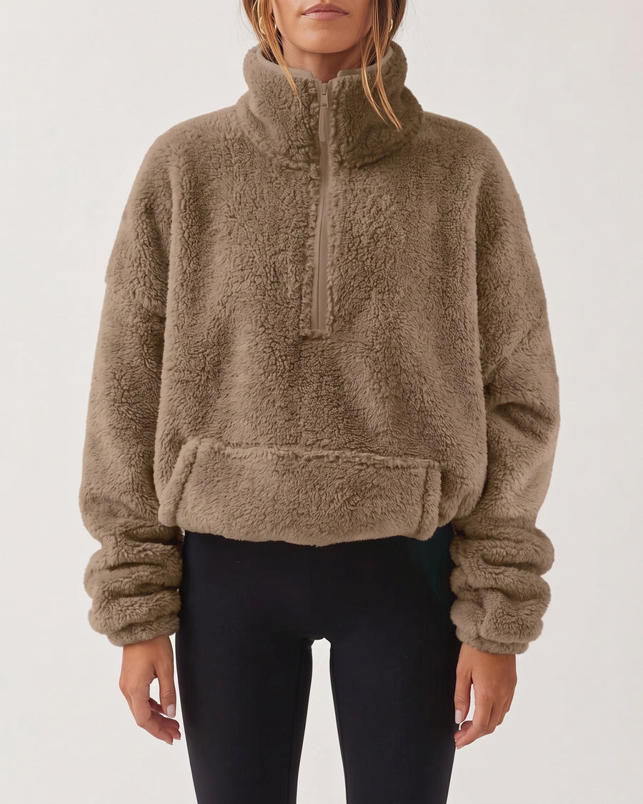 Milena | Bluza sherpa z krótkim zamkiem